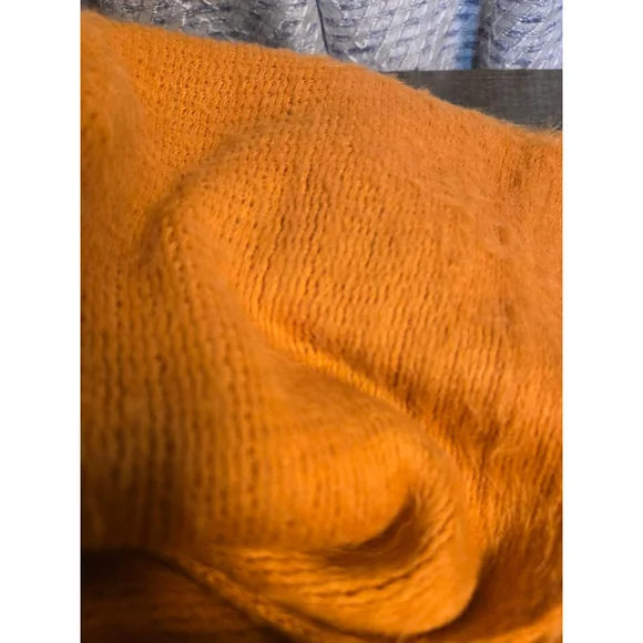 Women's Lauren Conrad Orange Knit Fringe Poncho Shrug - Picture 5 of 5